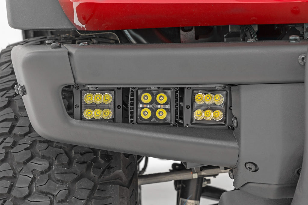 LED Light Kit | Fog Mount | Triple 2" Black Pair | Amber DRL | Ford Bronco (21-25)