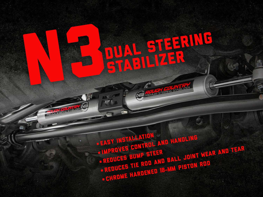 N3 Steering Stabilizer | Dual | 2.5-8 Inch Lift | Jeep Gladiator JT/Wrangler JL (18-25)