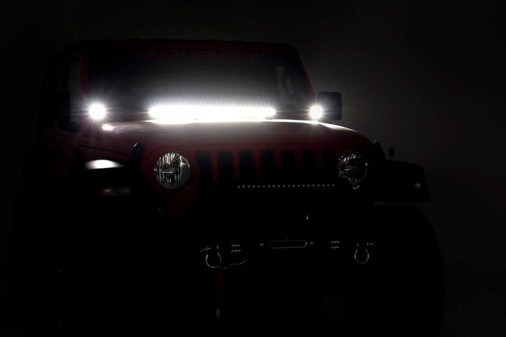 LED Light Kit | Hood Mount | 30" Black Single Row | Jeep Gladiator JT/Wrangler JL (18-25)