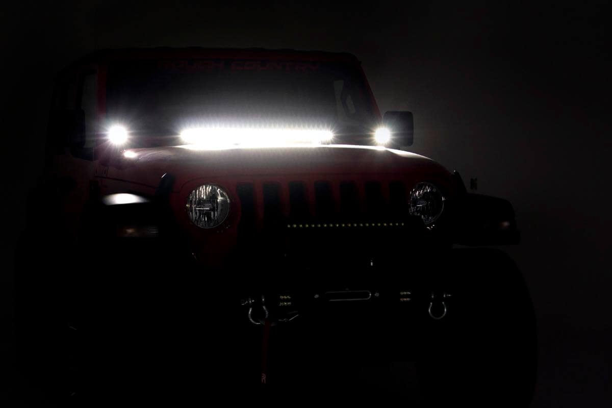 LED Light Kit | Hood Mount | 30" Black Single Row | Jeep Gladiator JT/Wrangler JL (18-25)