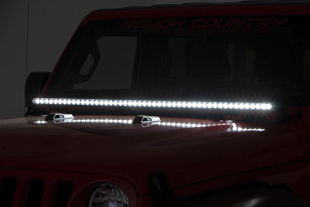 LED Light Kit | Cowl Mount | 50" Black Single Row | Jeep Gladiator JT/Wrangler JL (18-25)